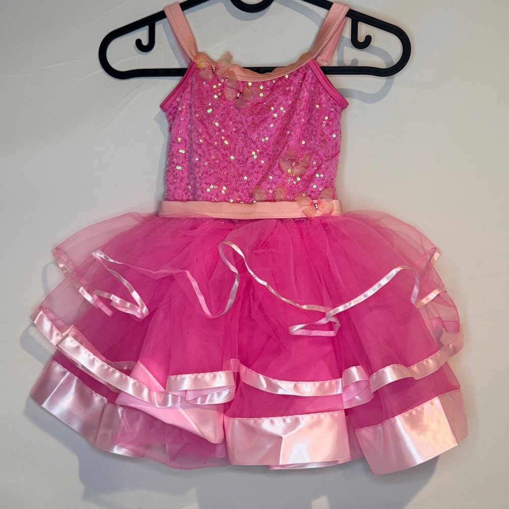 Weissman Kids Pink Sequin Butterfly Tutu Dance Leotard Costume SC